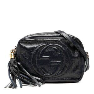 Gucci Interlocking Soho Disco Crossbody Shoulder Bag Navy Enamel
